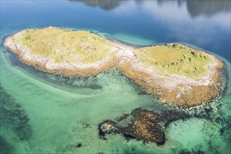 Aerial view of island Rognholman in the Raftsund, the waterway between Lofoten and Vesteralen