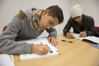 German course for refugees, 25 November 2015, Königs Wusterhausen, Brandenburg, Germany, Europe