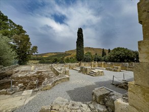 View of foundation walls of Titus Basilica: early Christian basilica from 6th century in