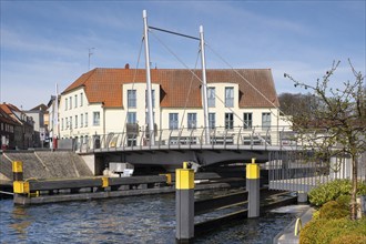 Swing bridge, Königstuhl, Malchower See, Malchow, island town, Mecklenburg Lake District,