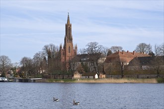 Monastery church, Malchow Monastery, Malcower See, Malchow, island town, Mecklenburg Lake District,