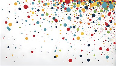 Abstract New Years Eve confetti explosion, with minimalist colored squares and circles falling