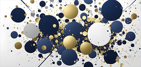 Abstract New Years Eve confetti explosion, with minimalist colored squares and circles falling