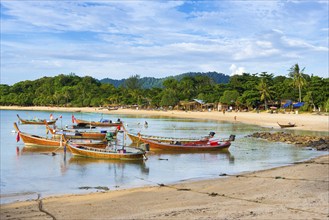 Longtail boats, fishing boats at Klong Khong beach, fishermen, sea, ocean, coast, seascape, coastal