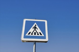 Traffic signs pedestrian crossing, zebra crossing, road safety, Germany, Europe