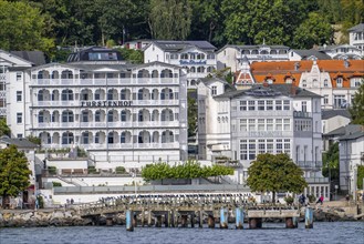 View of the old town of Sassnitz, harbour town on the Baltic Sea island of Rügen, spa architecture,