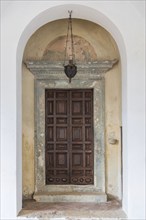 Historic church door, church, architecture, San Gimignano, Tuscany, Italy, Europe