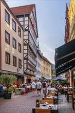 Old town alley with alleyway restaurants, Hanover, Lower Saxony, Germany, Europe