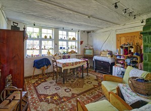 Living room of the 1960s, interior photo, open-air museum Klockenhagen, historic Mecklenburg