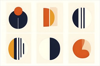 Abstract minimalist mid century vector set with hand drawn geometric elements, AI generated