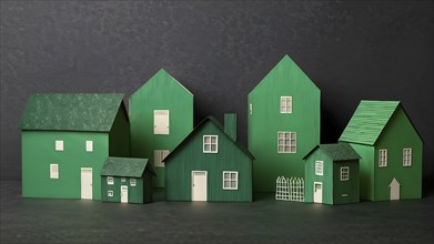 AI generated cluster of quaint paper houses arranged in a variety of tiny delicate architectures