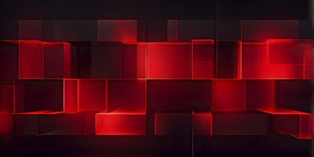 Abstract background composed of overlapping rectangles in various shades of red, AI generated