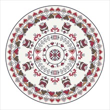 Traditional Bulgarian embroidery design element over white background