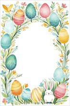 Abstract illustration of a Easter card with delicate colorful hand-drawn illustrations, empty space