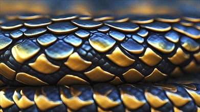 Close up on the wrinkled skin of a python with intricate patterns and vibrant hues, AI generated