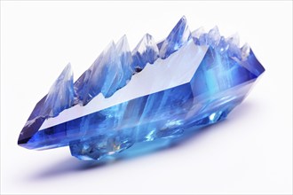 Blue Aura quartz crystal on white background. KI generiert, generiert AI generated