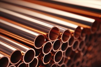 Copper metal tubes. KI generiert, generiert AI generated