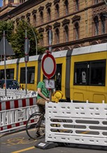 Roadworks and barriers, Oranienburger Straße, Berlin-Mitte, Germany, Europe