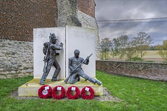 Château d'Hougoumont, fortified farm north gate memorial, defended by British Guards during the