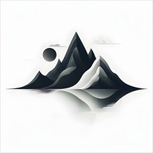 Minimalist illustration of an abstract mountain that cycles through day and night, symbolizing