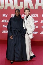 Lashana Lynch and Eddie Redmayne at the German premiere of The day of the Jackal at the Zoo Palast