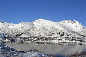 The Sildpollnes Church in Laupstad on the Lofoten Islands, Norway, Lofoten, Norway, Scandinavia,