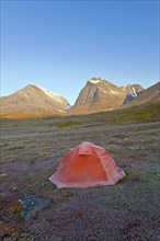 Camping in the Sinnitjohkka and Duolbagorni mountains, Kebnekaise massif, Lapland, Sweden, Sweden,