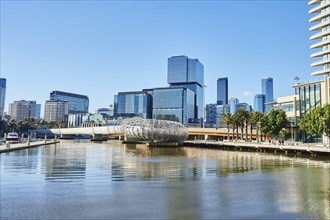 Landscape of Melbourne south wharf skyline at Docklands the yarra river at spring, Australia,