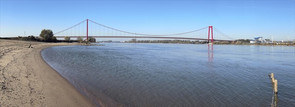 Panorama view from the left bank of the Rhine, western bank of the Rhine, of an earth-anchored