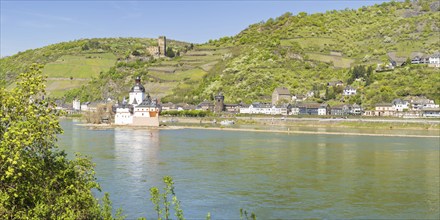 Pfalzgrafenstein Castle, also known as the Pfalz near Kaub, Falkenau rock island in the Rhine,