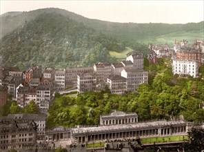 Castle Hill, Karlovy Vary, Czech Republic, c. 1890, Historic, digitally restored reproduction from