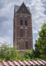 Remaining tower of St Mary's Church, built from 1260-70, St Mary's Churchyard, Wismar,