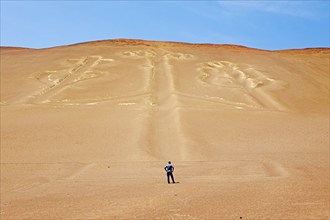 Geoglyph El Candelabro or candelabra of Paracas, Paracas, Reserva Nacional de Paracas, Ica region,