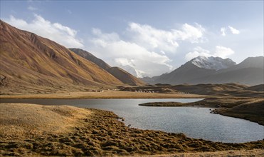 Lake, Lenin Peak, Pamir Mountains, Osh Province, Kyrgyzstan, Asia