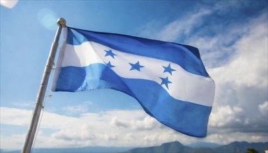 The flag of Honduras flutters in the wind