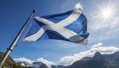 The flag of Scotland flutters in the wind