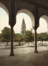 Cordoba. La Mezquita. Patio de los Naranjos, Spain, c. 1890, Historic, digitally restored