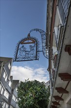 Historic nose plate from the former old town blacksmith, Old Town, Siegen, North Rhine-Westphalia,