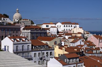 View from the viewpoint Miradouro de Santa Luzia, church Igreja Santa Engrácia, city view, Alfama,