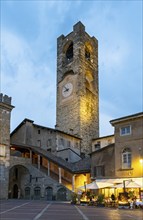 Campanone Tower, Piazza Vecchia, Citta alta, Bergamo, Italy, Europe