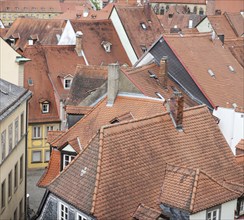 View from the cathedral square to the roofs of the old town, Bamberg, Upper Franconia, Bavaria,