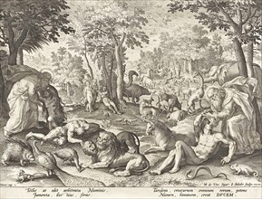 Creation of Adam and Eve and the animals. Origin, Antwerp. Date, 1588, 1600, Johann Sadeler,