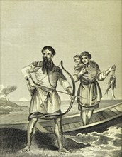 People on a voyage of discovery in the North Pacific, Historical, digitally restored reproduction