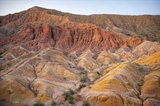 Red rocks, canyon of eroded sandstone formations, red and orange sandstone rocks, fairytale gorge,