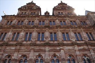 Façade (detail) of the Friedrichsbau of the Heidelberg castle ruins as seen from the Altan,