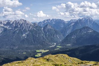 View from the Carnic main ridge to the Sesto Dolomites, Carnic Alps, Carinthia, Austria, Europe