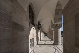 Arcade of the courthouse, built between 1909 and 1916 in the Neo-Renaissance style, Nuremberg,