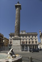 Marcus Aurelius Column and Palazzo Wedekind in Piazza Colonna, Rome, Italy, Europe