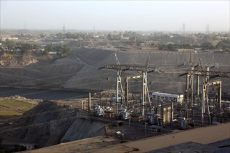 Electricity plant, substation at the new dam near Aswan on the Nile, Africa, Upper Egypt, Egypt,