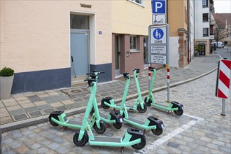 Designated car park for e-scooters, Nuremberg, Middle Franconia, Bavaria, Germany, Europe